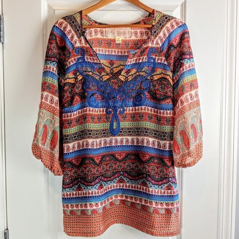 Nick & Mo Embroidered Bohemian Tunic Top